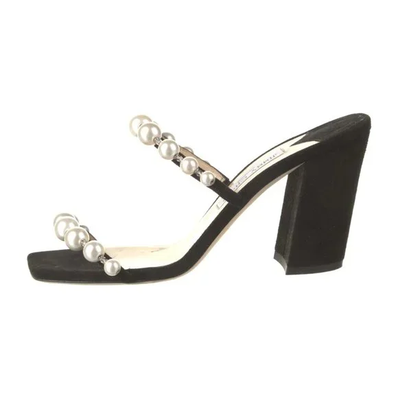 JIMMY CHOO Suede Beaded Accents Slides - Size 9 - Picture 2 of 11